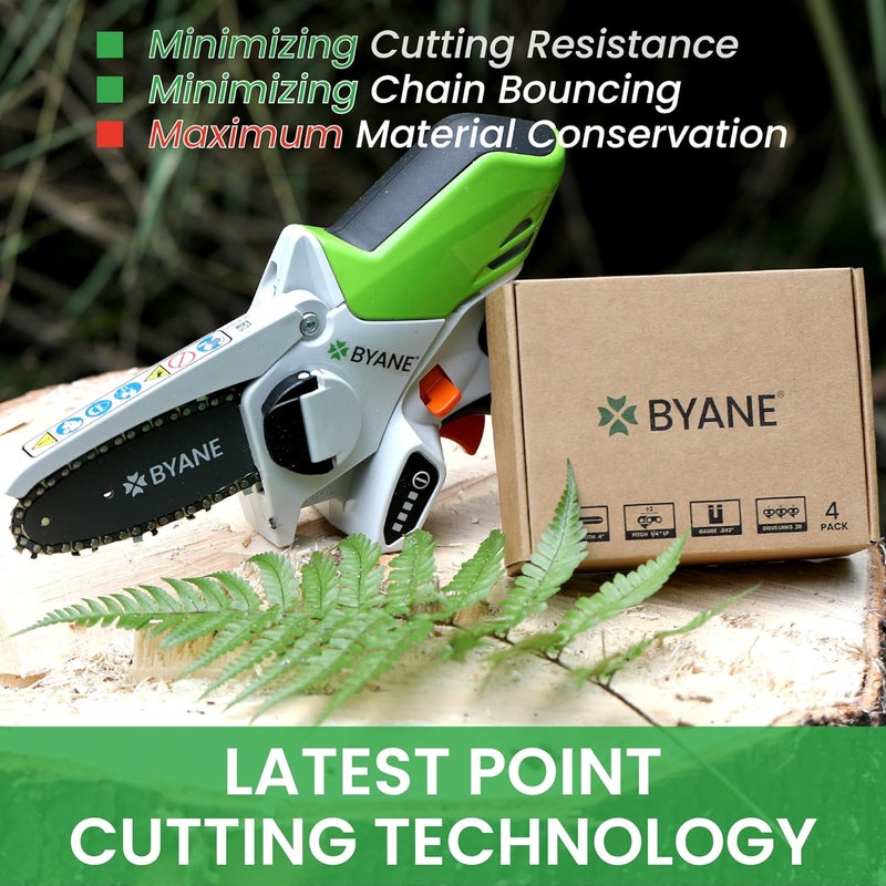 Byane 6 Inch Mini Cutter Chainsaw Chain, 2024 New Version, 6 Inch 1/4" LP Pitch, .043'' Gauge, 37 Drive Links, Fits All 6 inch Cordless Electric Portable Battery Handheld Chainsaws (4 Chains) - Image 3